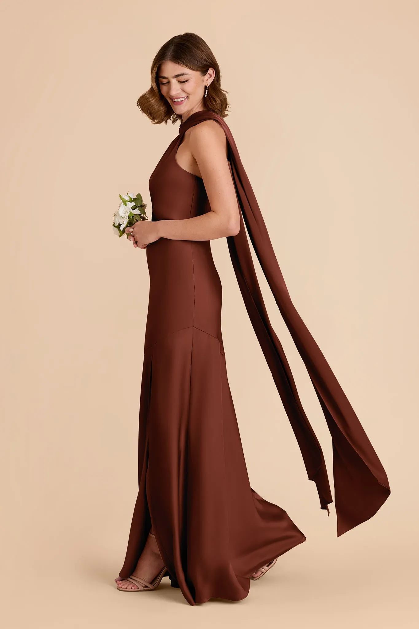 Eileen Matte Satin Dress - Cognac sold by Birdy Grey product image thumbnail 4