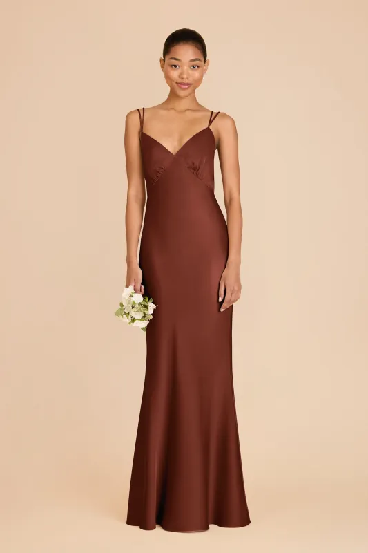 Dasha Matte Satin Dress - Cognac sold by Birdy Grey