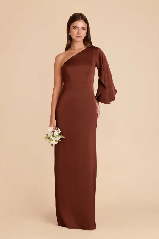 Christine Matte Satin Dress - Cognac sold by Birdy Grey