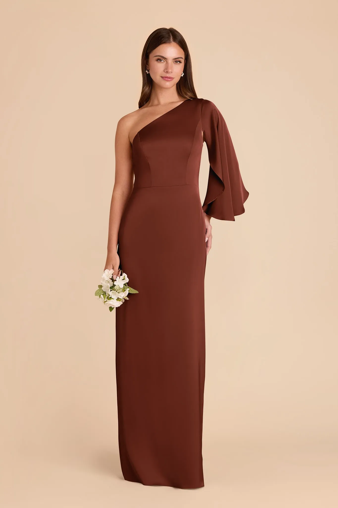 Christine Matte Satin Dress - Cognac sold by Birdy Grey