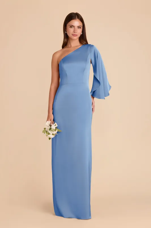 Christine Matte Satin Dress - Bluebell sold by Birdy Grey