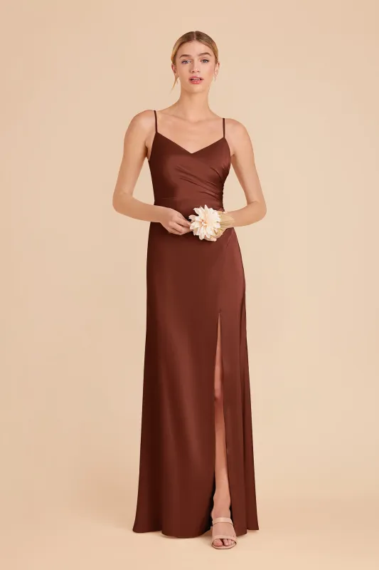 Catherine Matte Satin Dress - Cognac sold by Birdy Grey