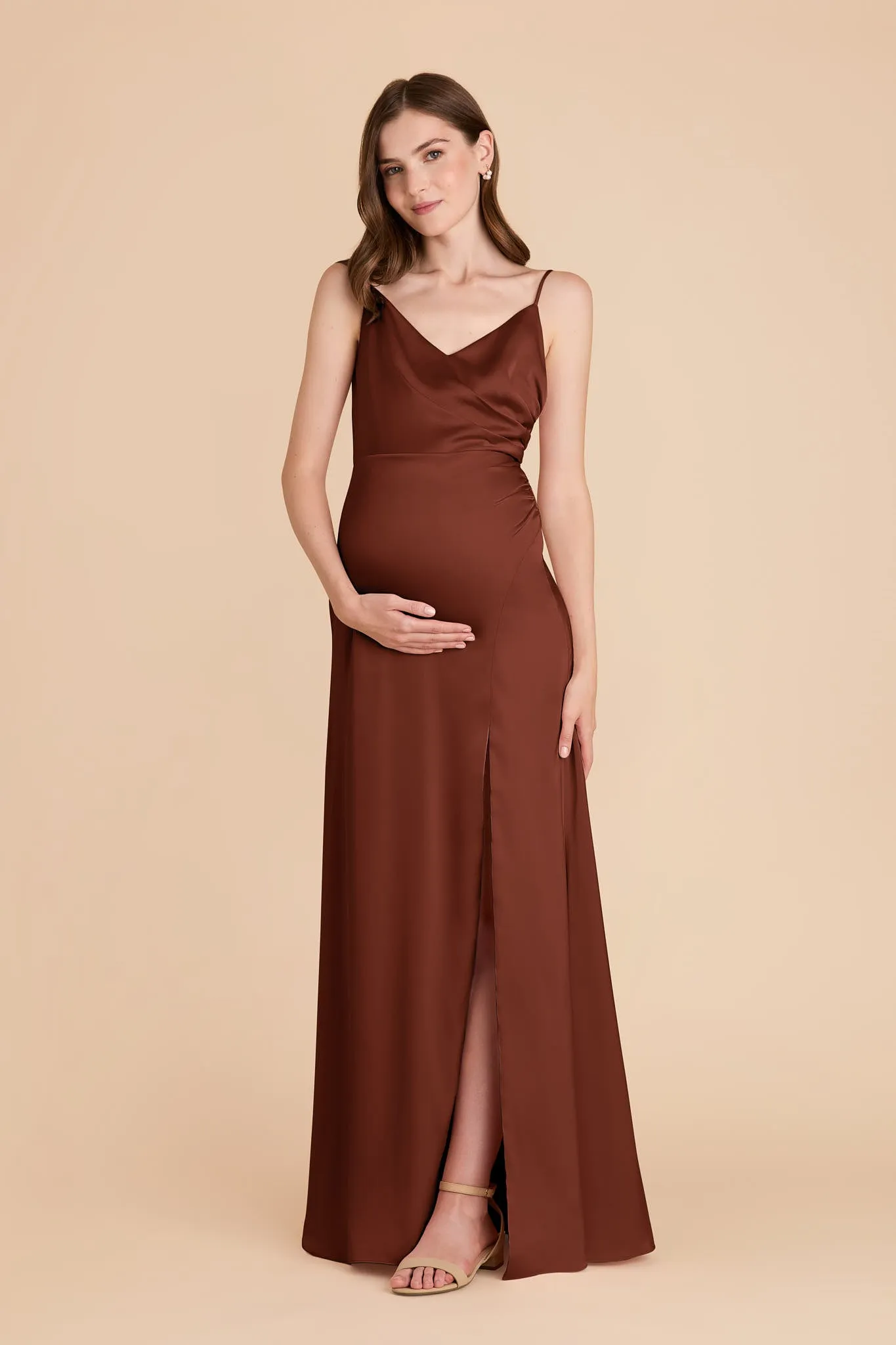 Catherine Matte Satin Dress - Cognac sold by Birdy Grey product image thumbnail 2