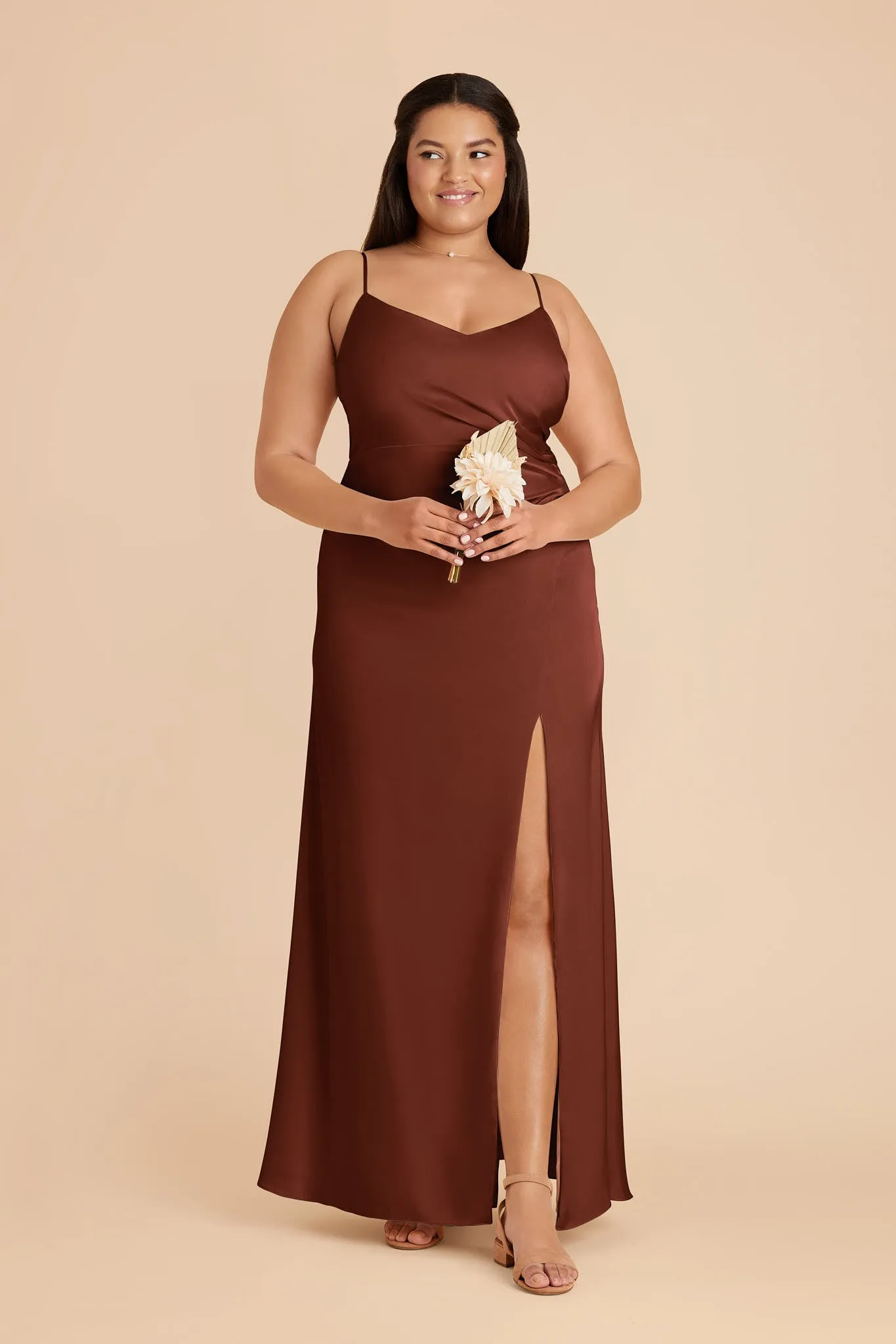 Catherine Matte Satin Dress - Cognac sold by Birdy Grey product image thumbnail 3