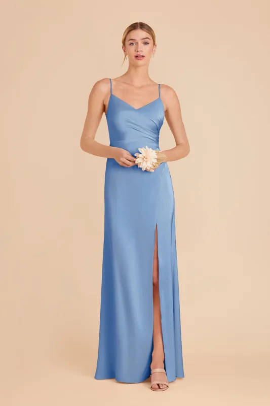 Catherine Matte Satin Dress - Bluebell sold by Birdy Grey