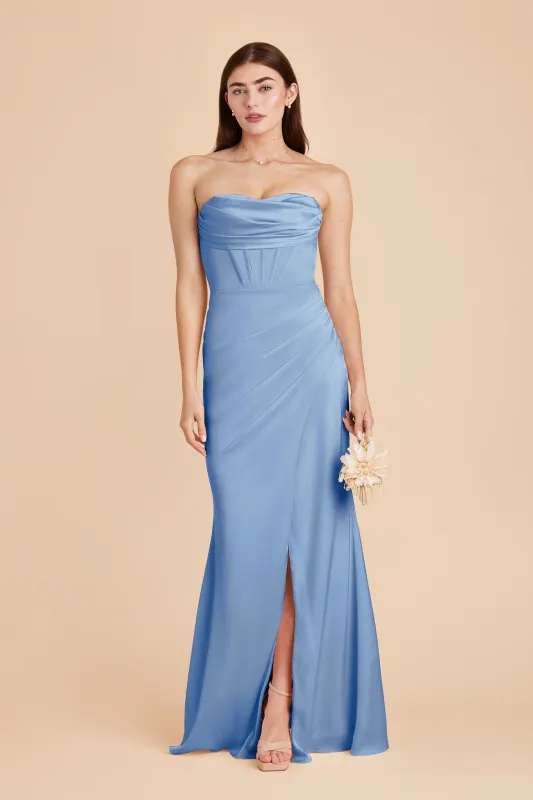 Carrie Matte Satin Dress - Bluebell sold by Birdy Grey