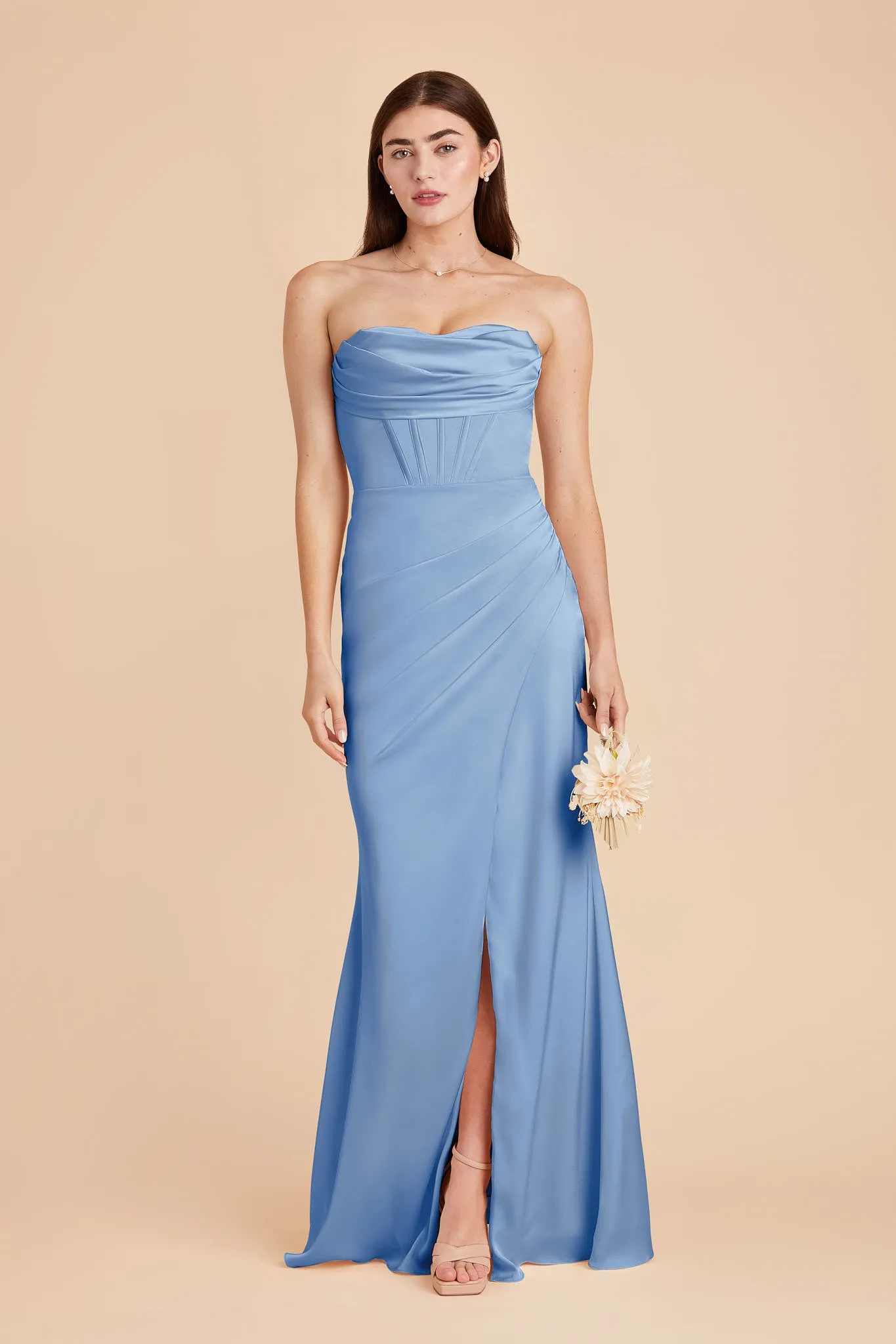 Carrie Matte Satin Dress - Bluebell sold by Birdy Grey