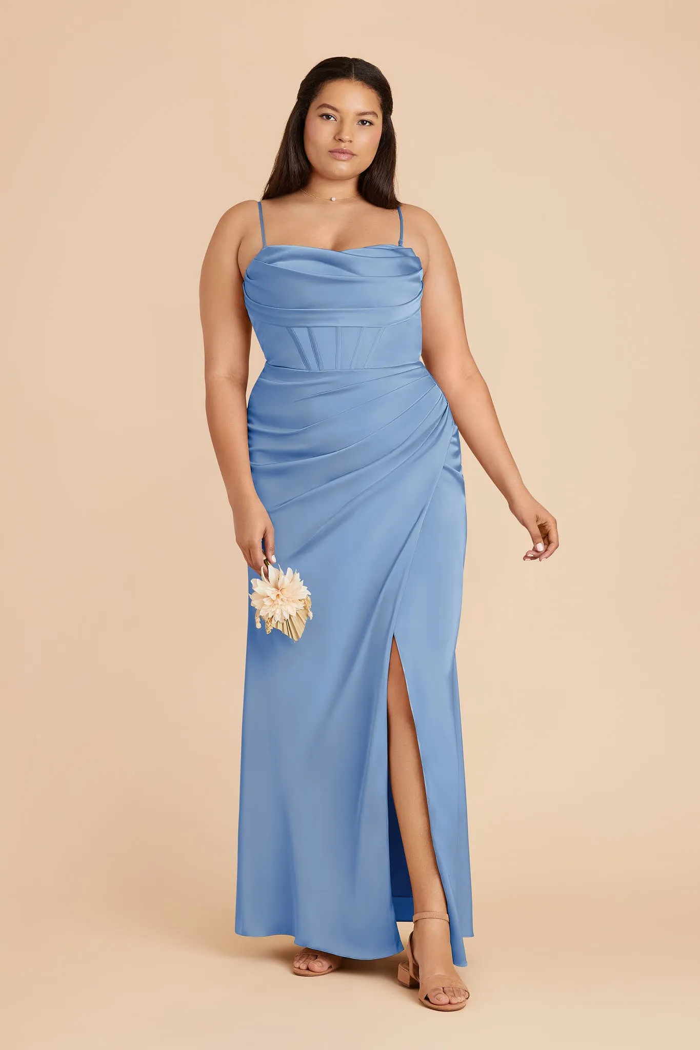 Carrie Matte Satin Dress - Bluebell sold by Birdy Grey product image thumbnail 2