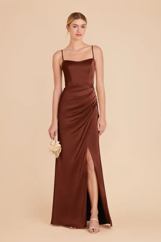 Anne Matte Satin Dress - Cognac sold by Birdy Grey