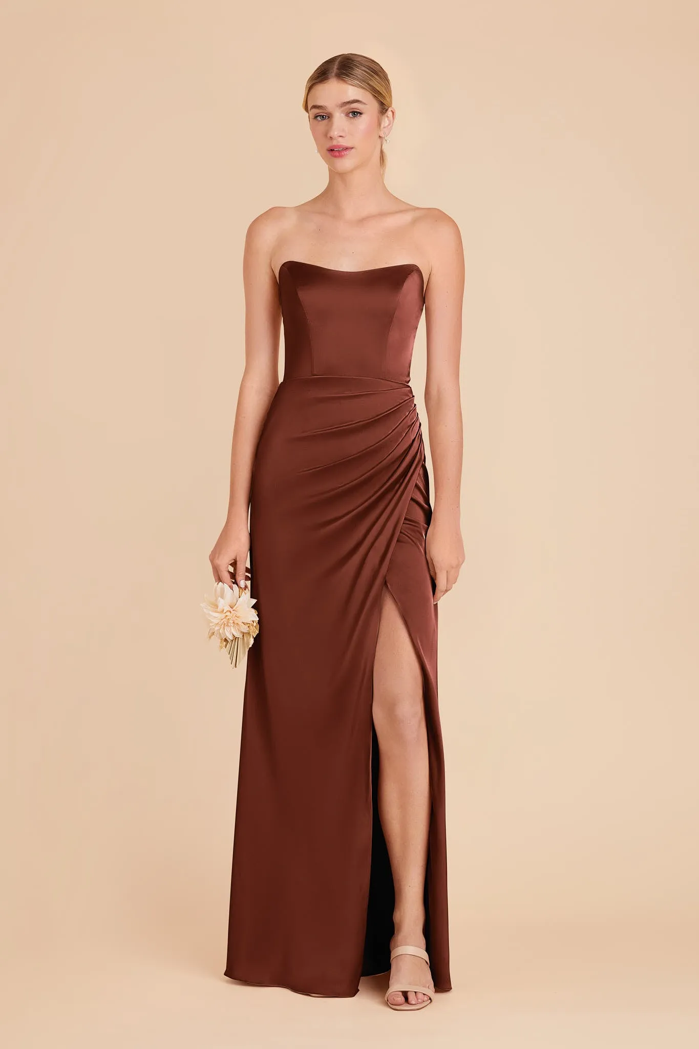 Anne Matte Satin Dress - Cognac sold by Birdy Grey product image thumbnail 3