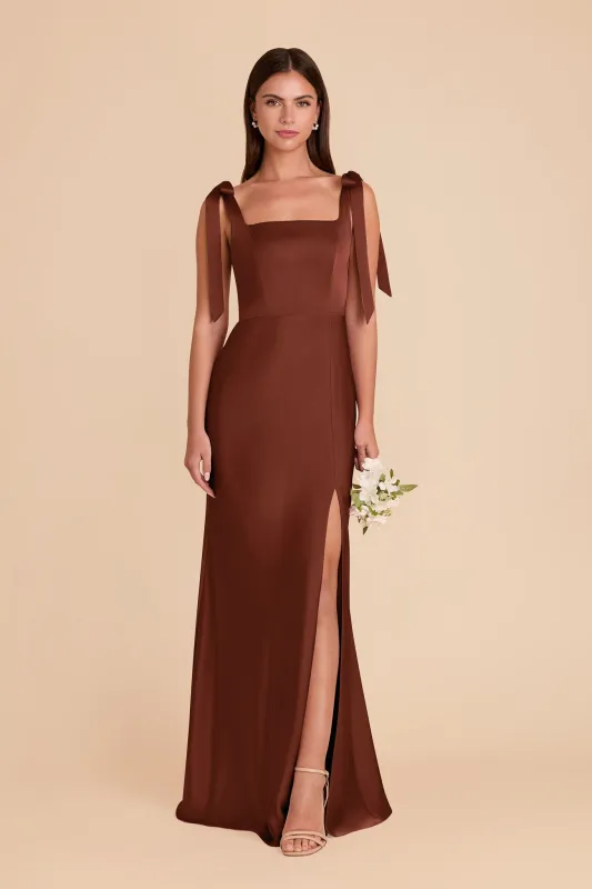Alex Matte Satin Dress - Cognac sold by Birdy Grey