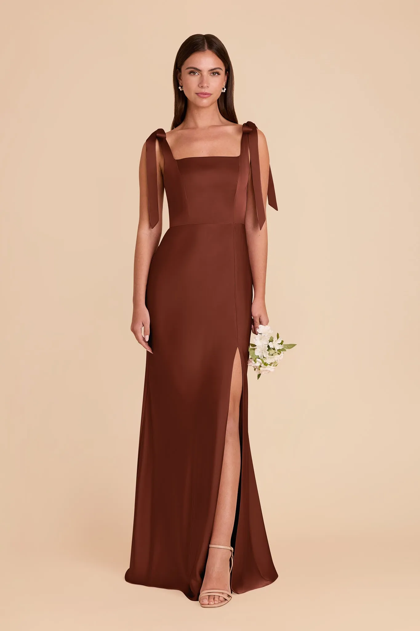 Alex Matte Satin Dress - Cognac sold by Birdy Grey