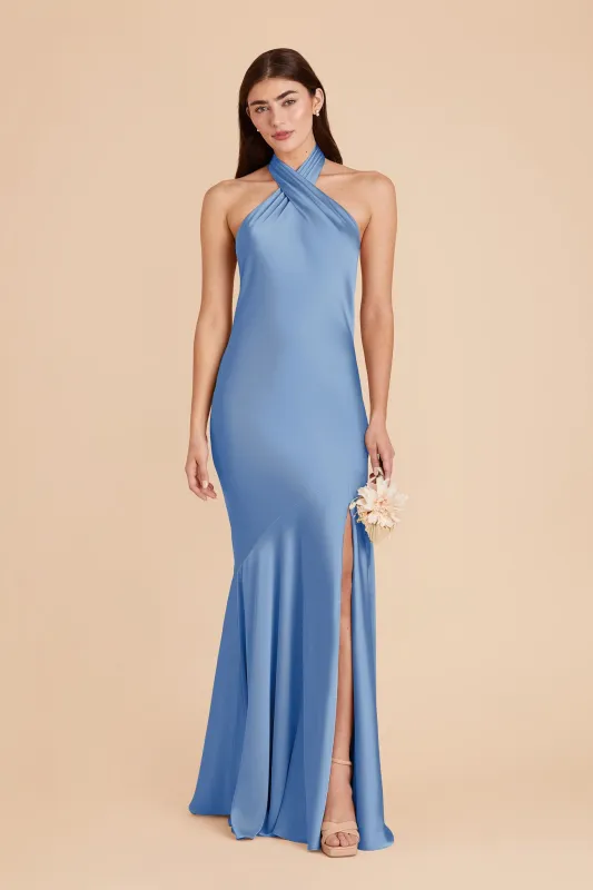 Stephanie Matte Satin Dress - Bluebell sold by Birdy Grey