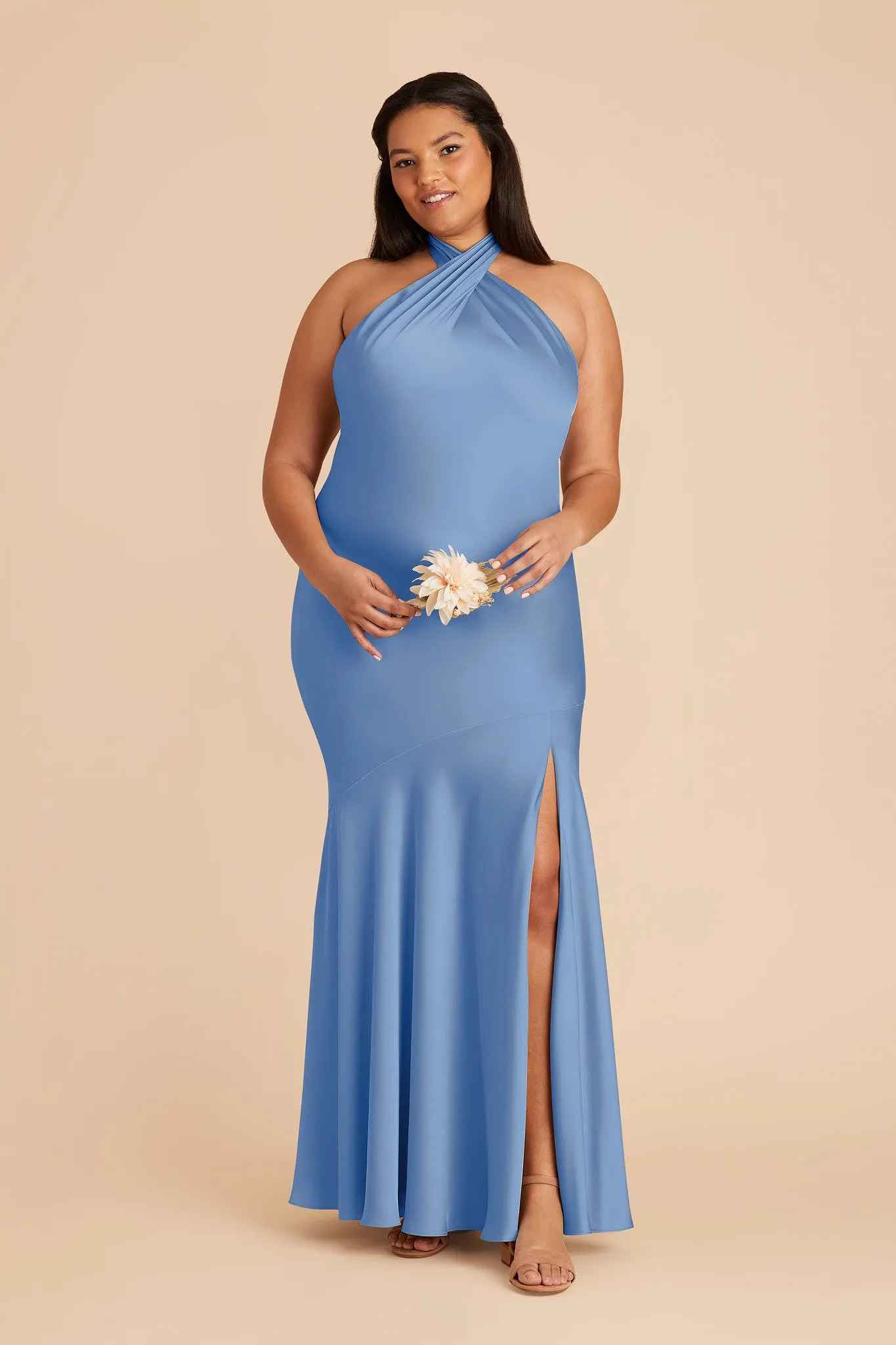 Stephanie Matte Satin Dress - Bluebell sold by Birdy Grey product image thumbnail 3