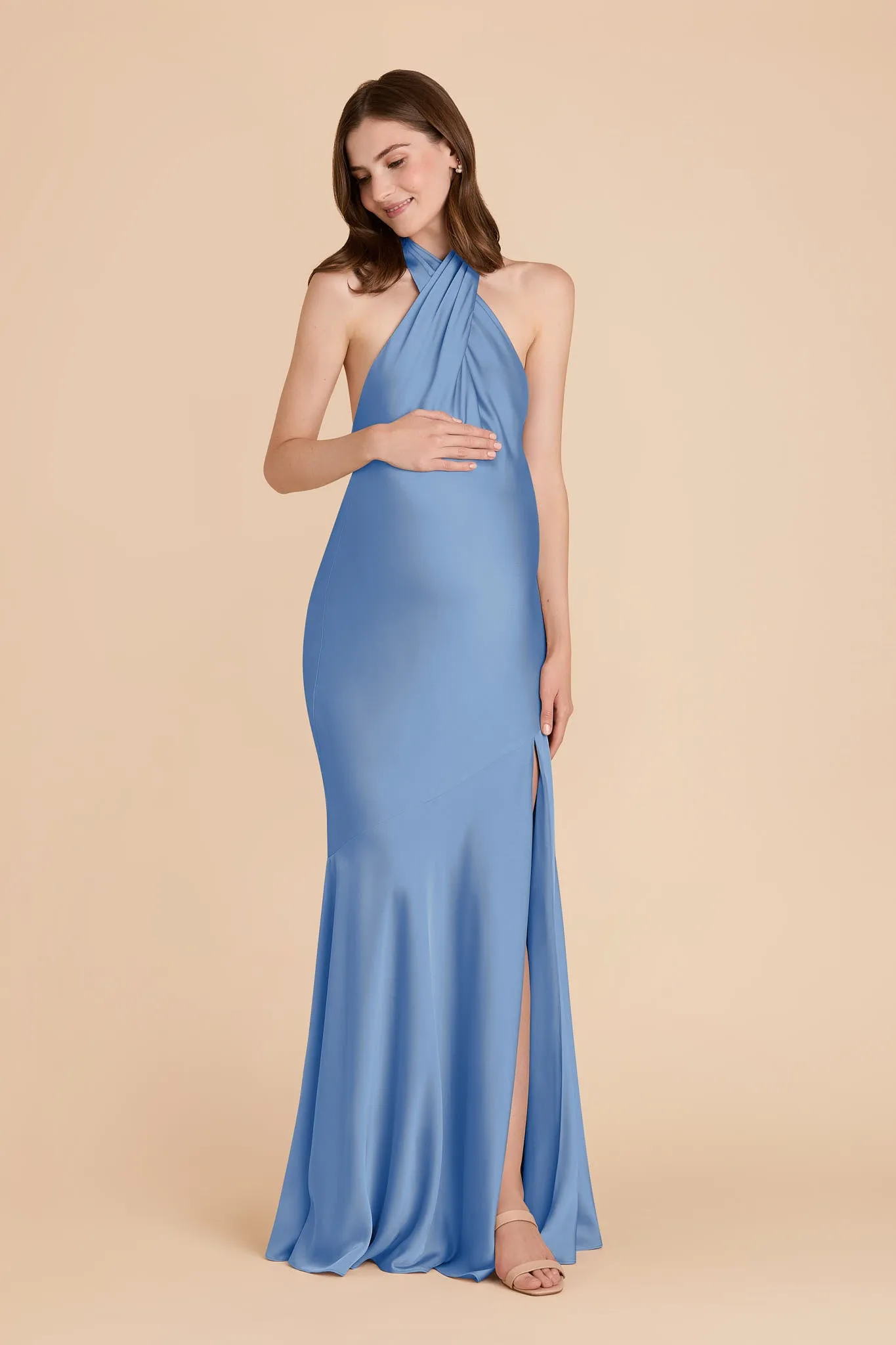 Stephanie Matte Satin Dress - Bluebell sold by Birdy Grey product image thumbnail 2