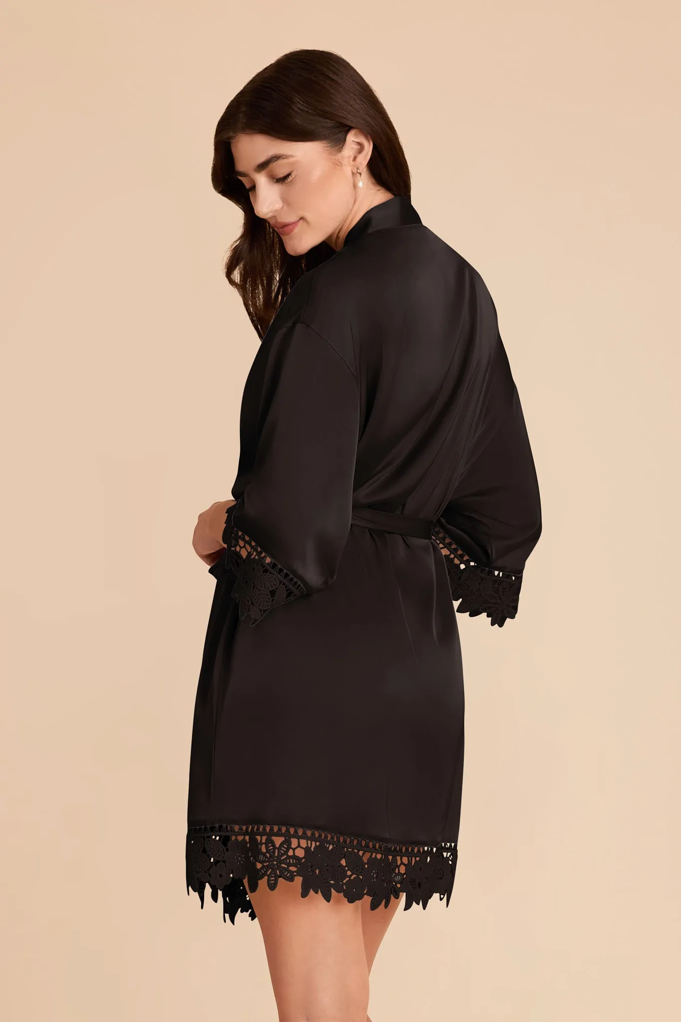 Claudine Matte Satin Robe - Black sold by Birdy Grey product image thumbnail 4