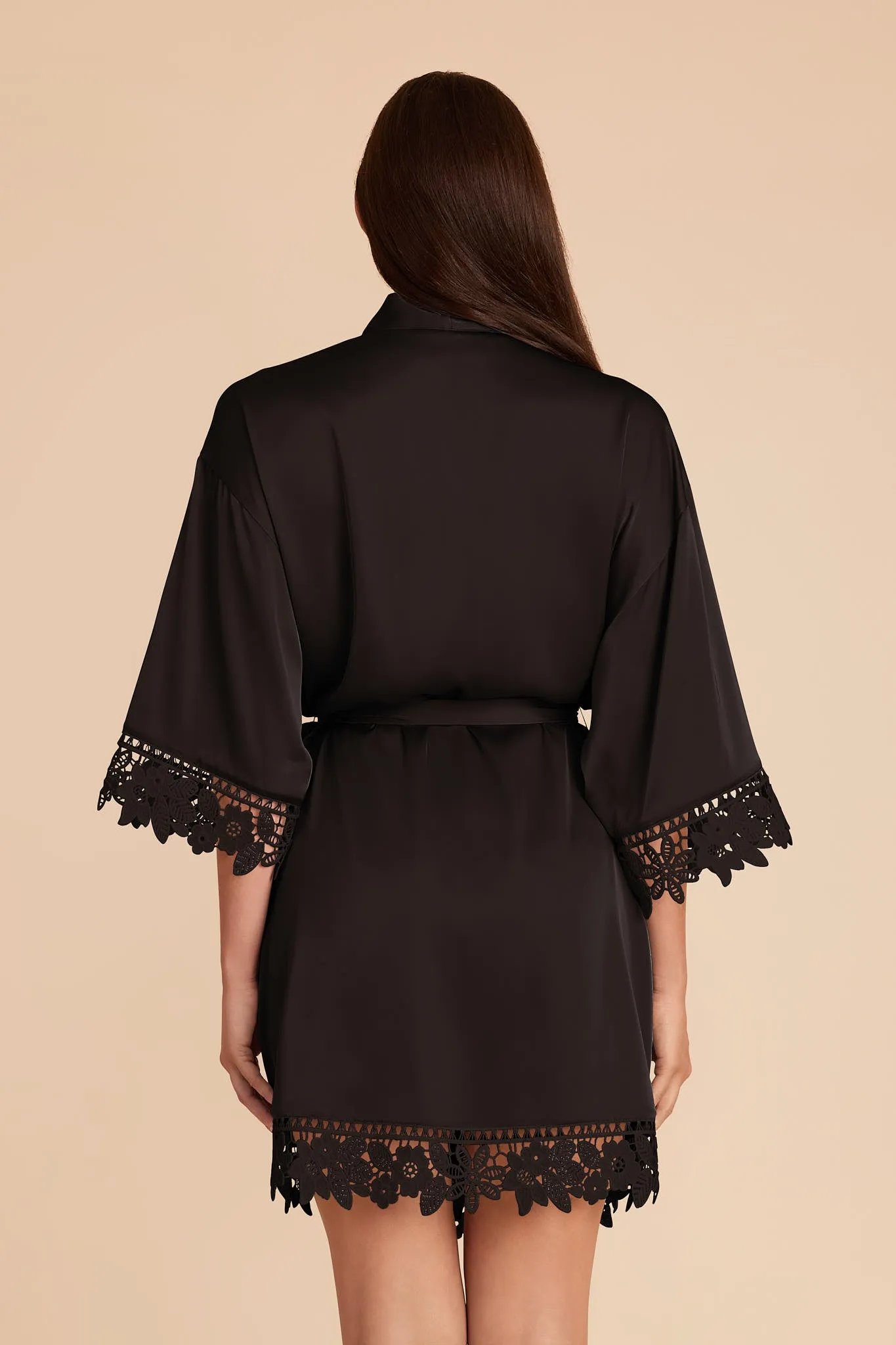 Claudine Matte Satin Robe - Black sold by Birdy Grey product image thumbnail 5