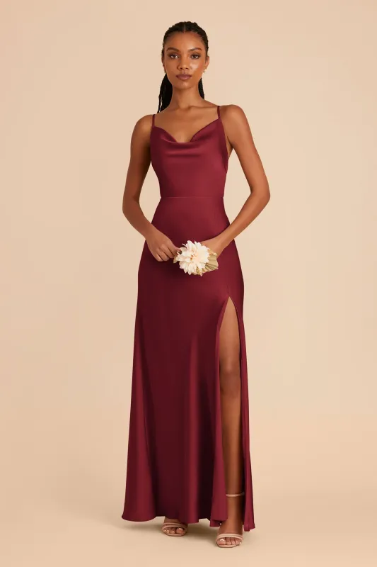 Lisa Matte Satin Dress - Burgundy sold by Birdy Grey