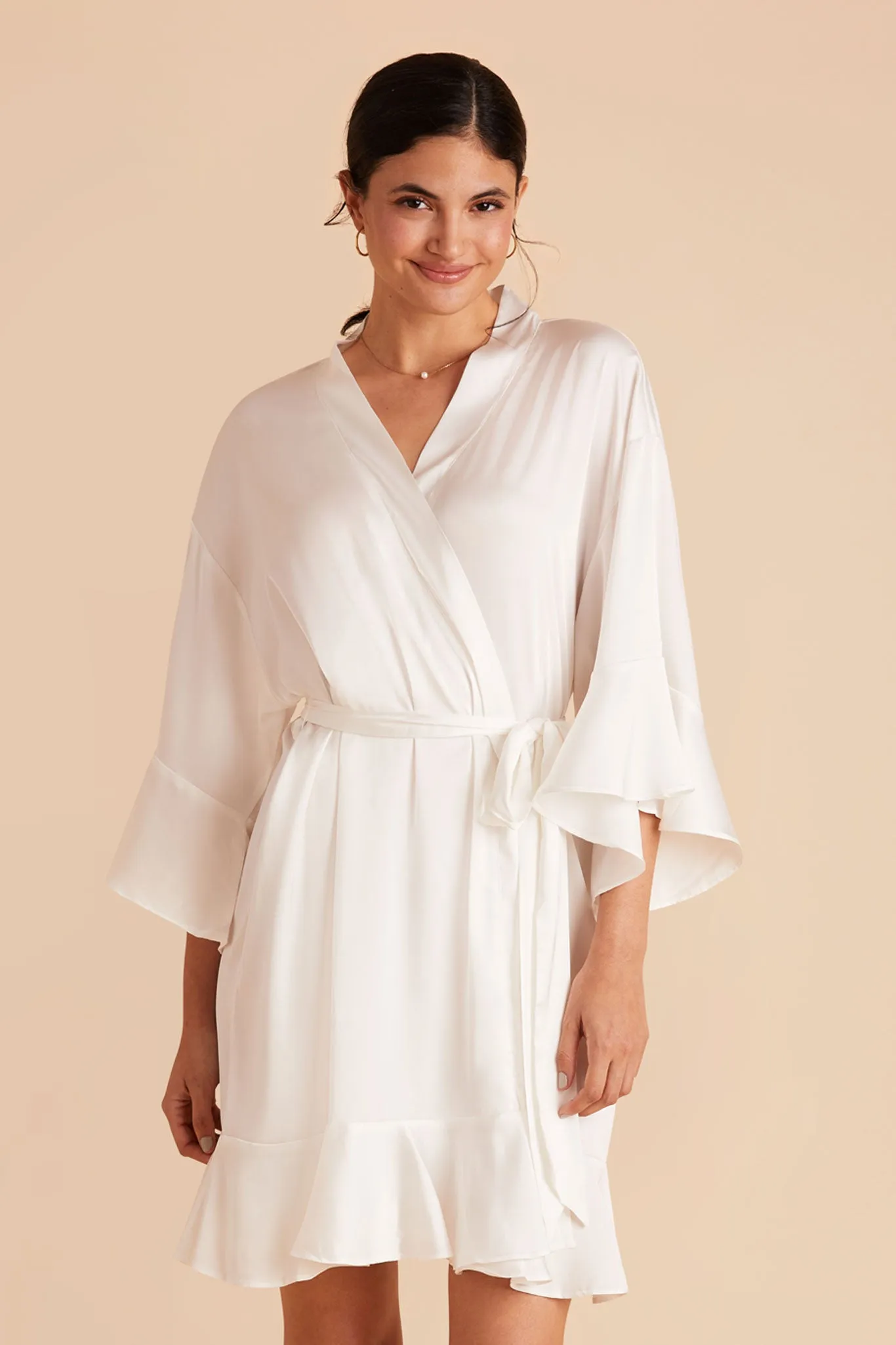 Kenny Matte Satin Robe - Ivory sold by Birdy Grey