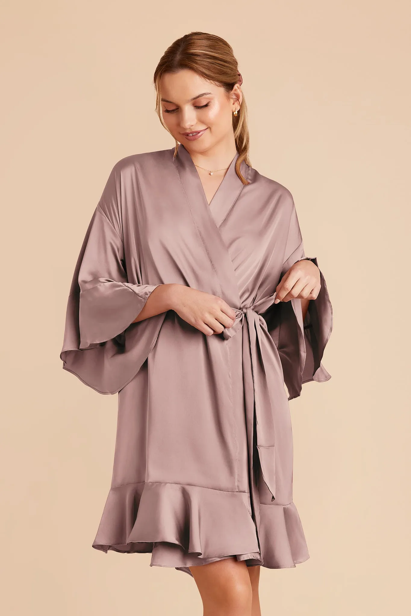 Kenny Matte Satin Robe - English Rose sold by Birdy Grey
