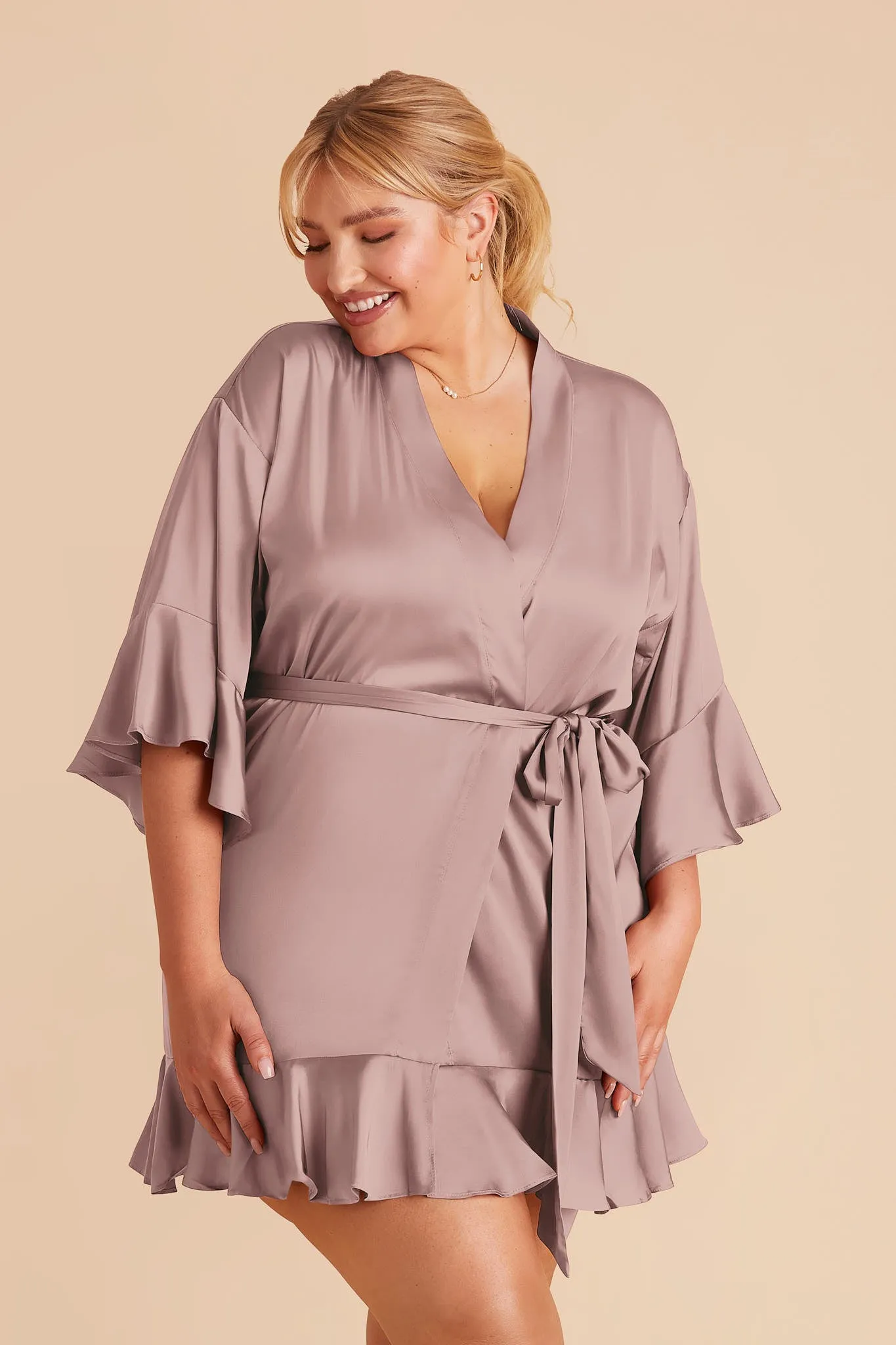 Kenny Matte Satin Robe - English Rose sold by Birdy Grey product image thumbnail 5