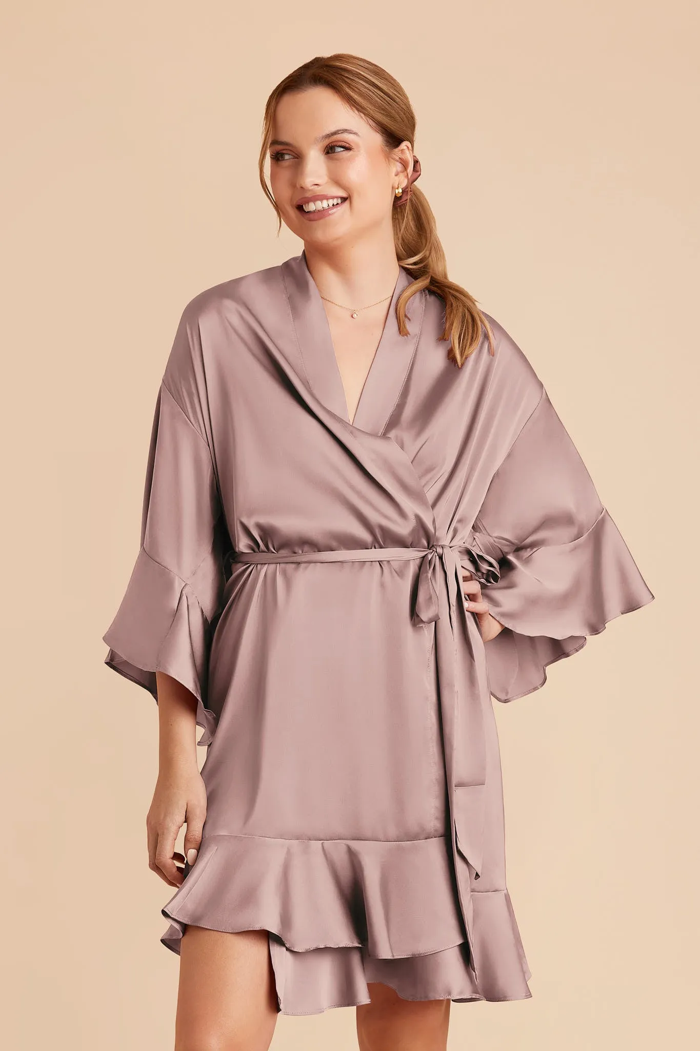 Kenny Matte Satin Robe - English Rose sold by Birdy Grey product image thumbnail 3