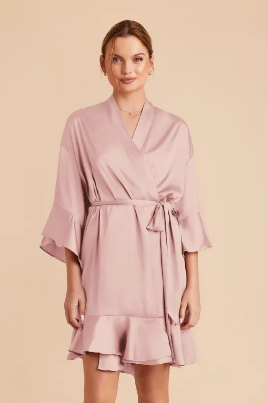 Kenny Matte Satin Robe - Blush Pink sold by Birdy Grey
