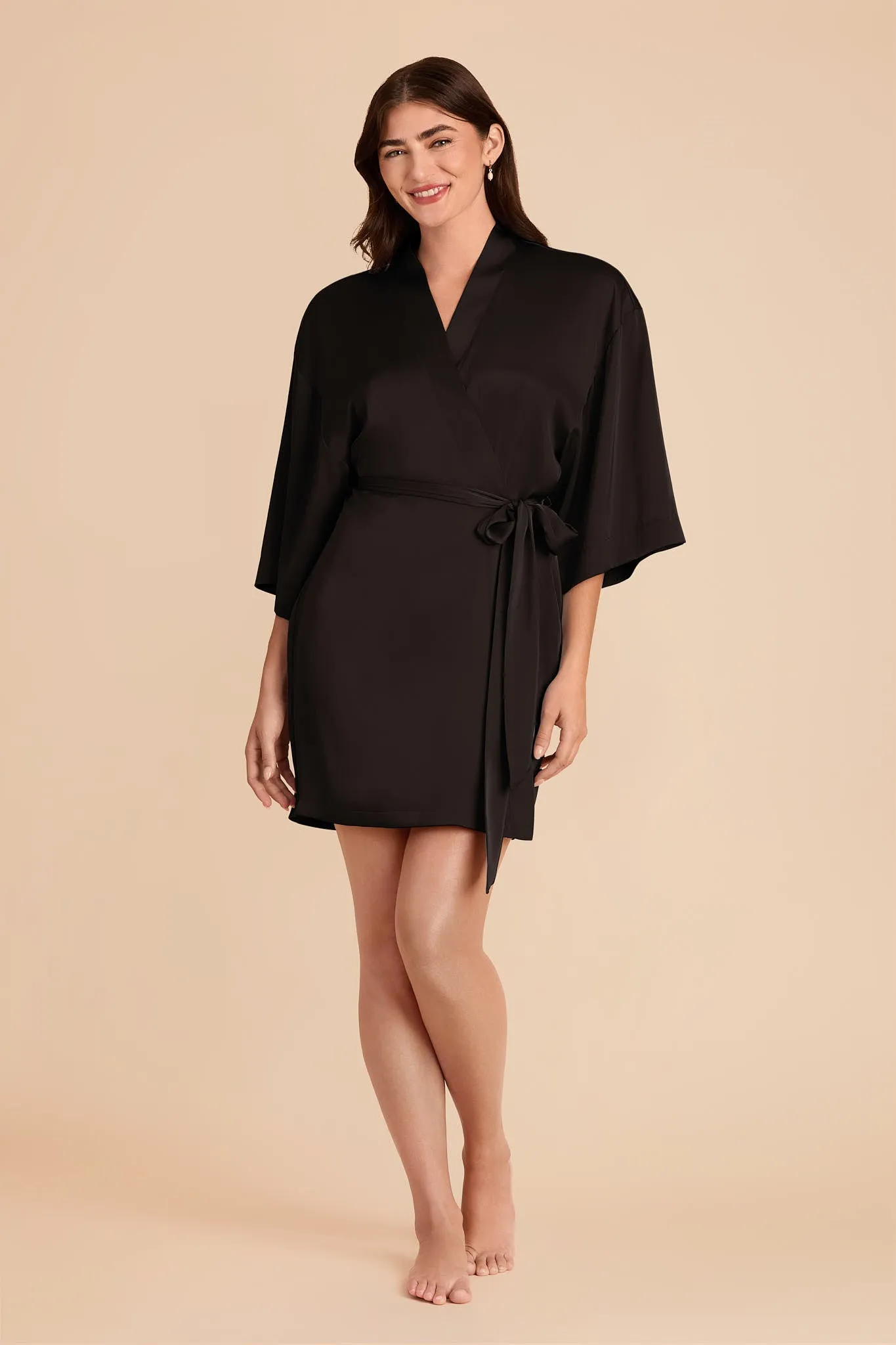 Karen Matte Satin Robe - Black sold by Birdy Grey product image thumbnail 2