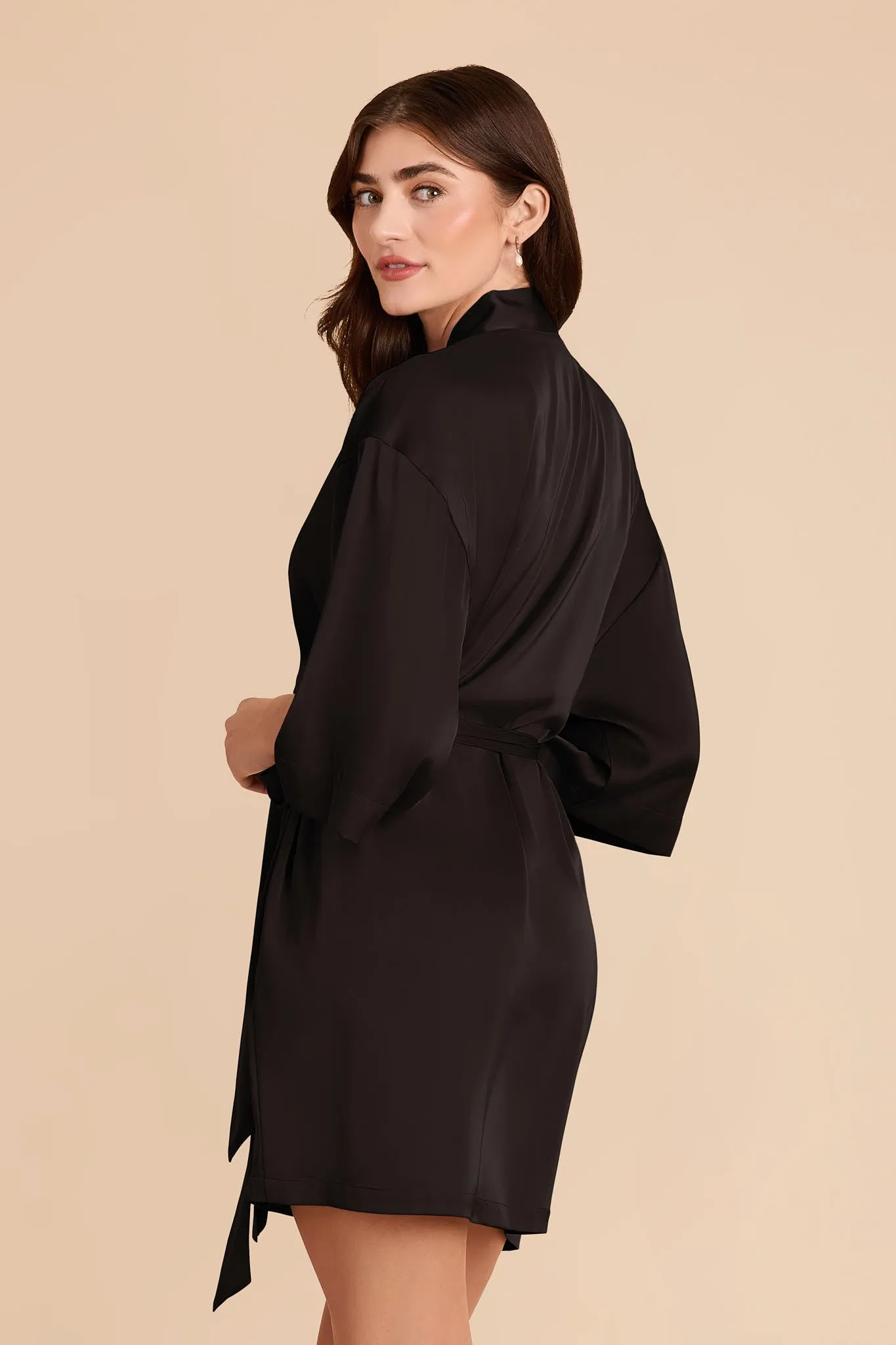 Karen Matte Satin Robe - Black sold by Birdy Grey product image thumbnail 4