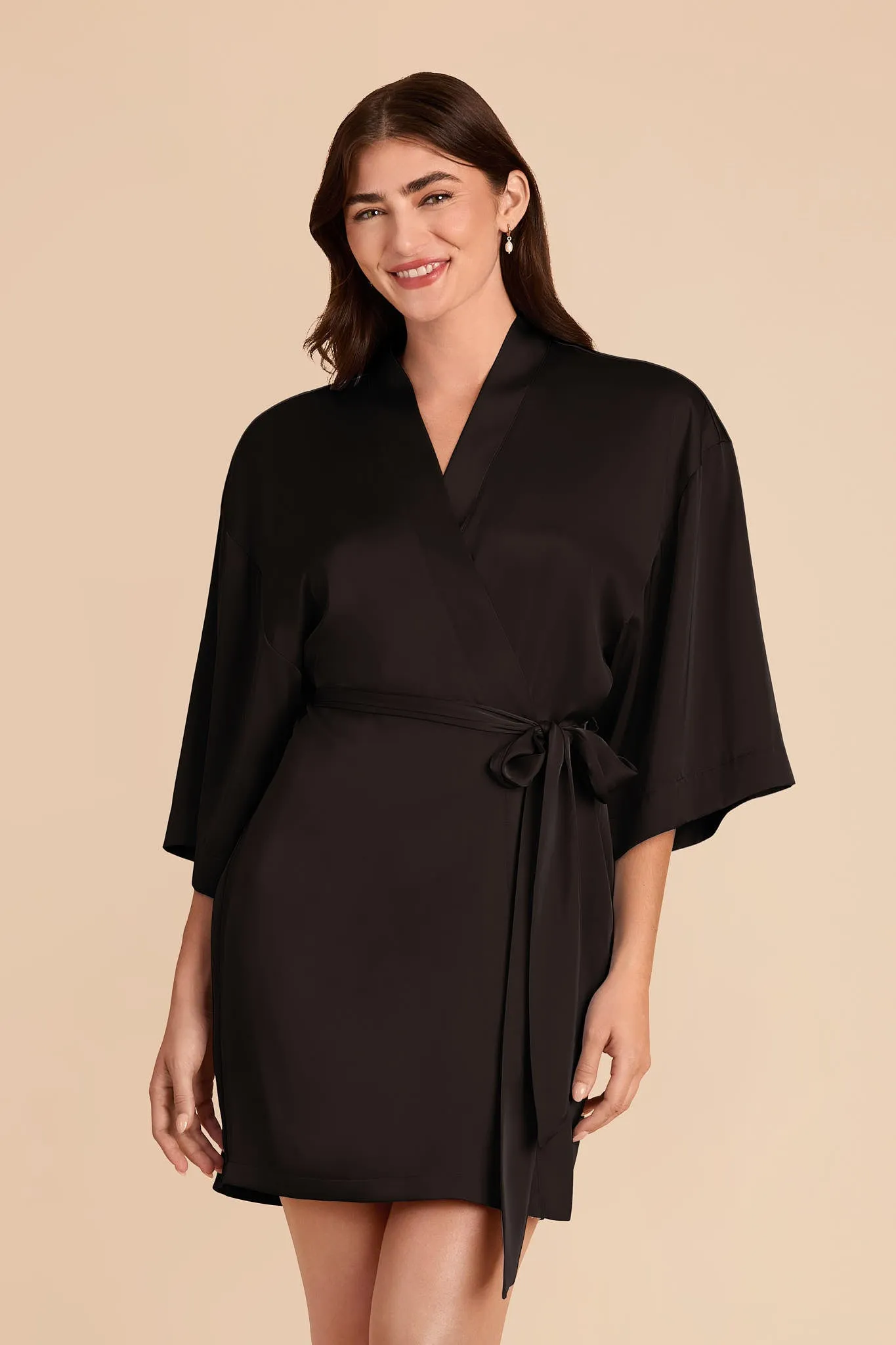 Karen Matte Satin Robe - Black sold by Birdy Grey product image thumbnail 3