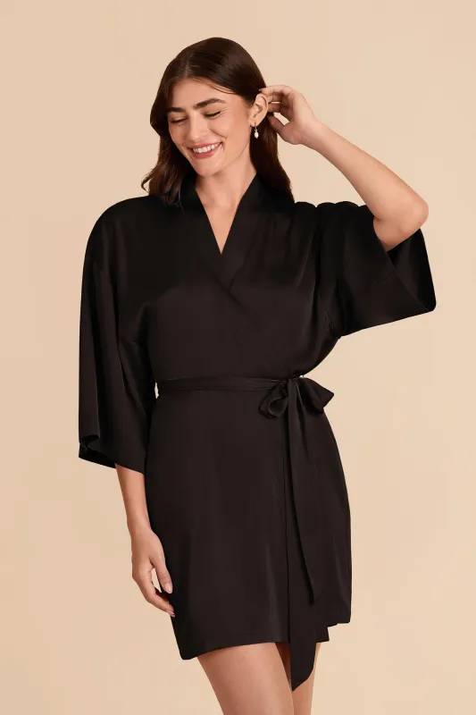 Karen Matte Satin Robe - Black sold by Birdy Grey
