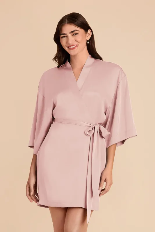 Karen Matte Satin Robe - Blush Pink sold by Birdy Grey