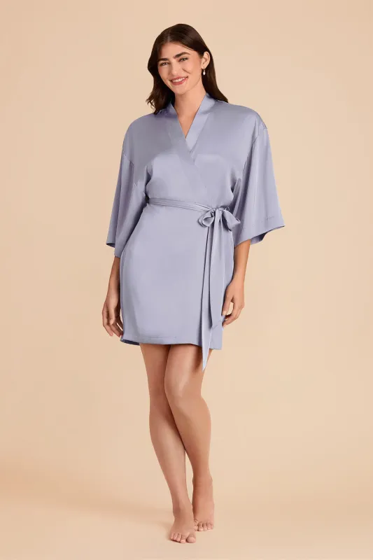 Karen Matte Satin Robe - Dusty Blue sold by Birdy Grey