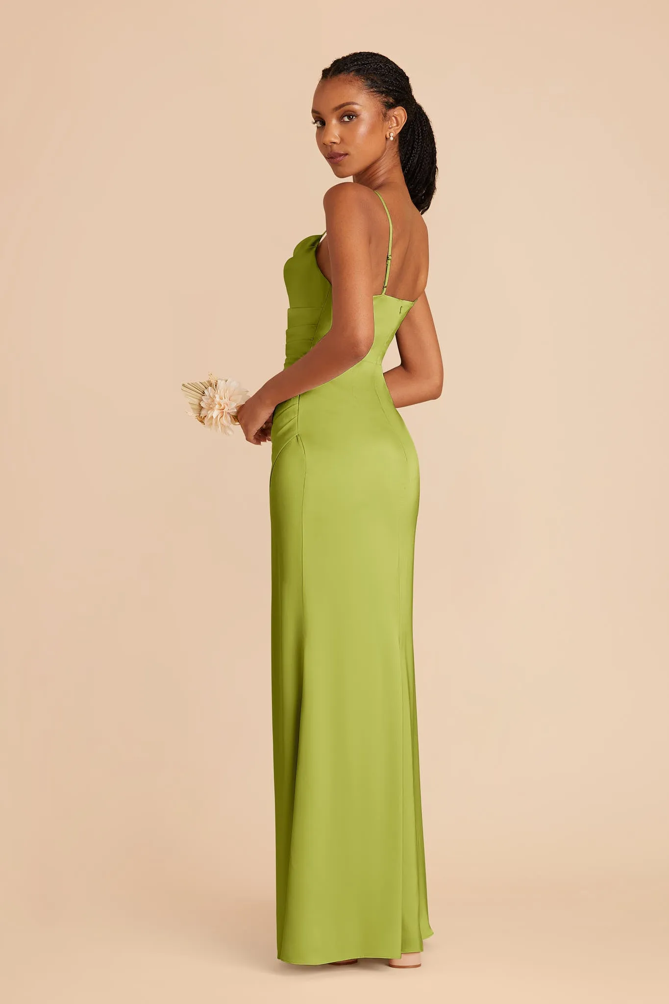 Lydia Matte Satin Dress - Matcha sold by Birdy Grey product image thumbnail 3