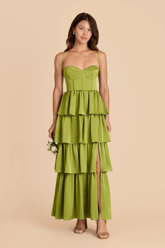 Lola Matte Satin Dress - Matcha sold by Birdy Grey