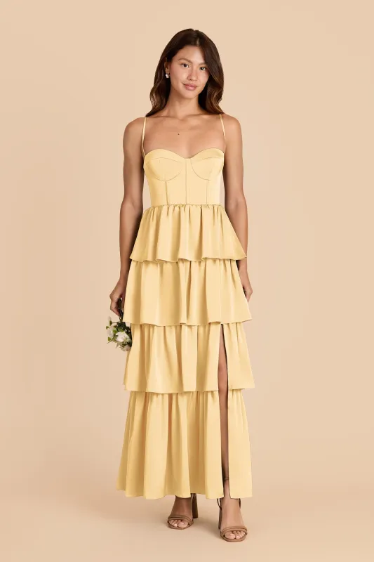 Lola Matte Satin Dress - Butter sold by Birdy Grey