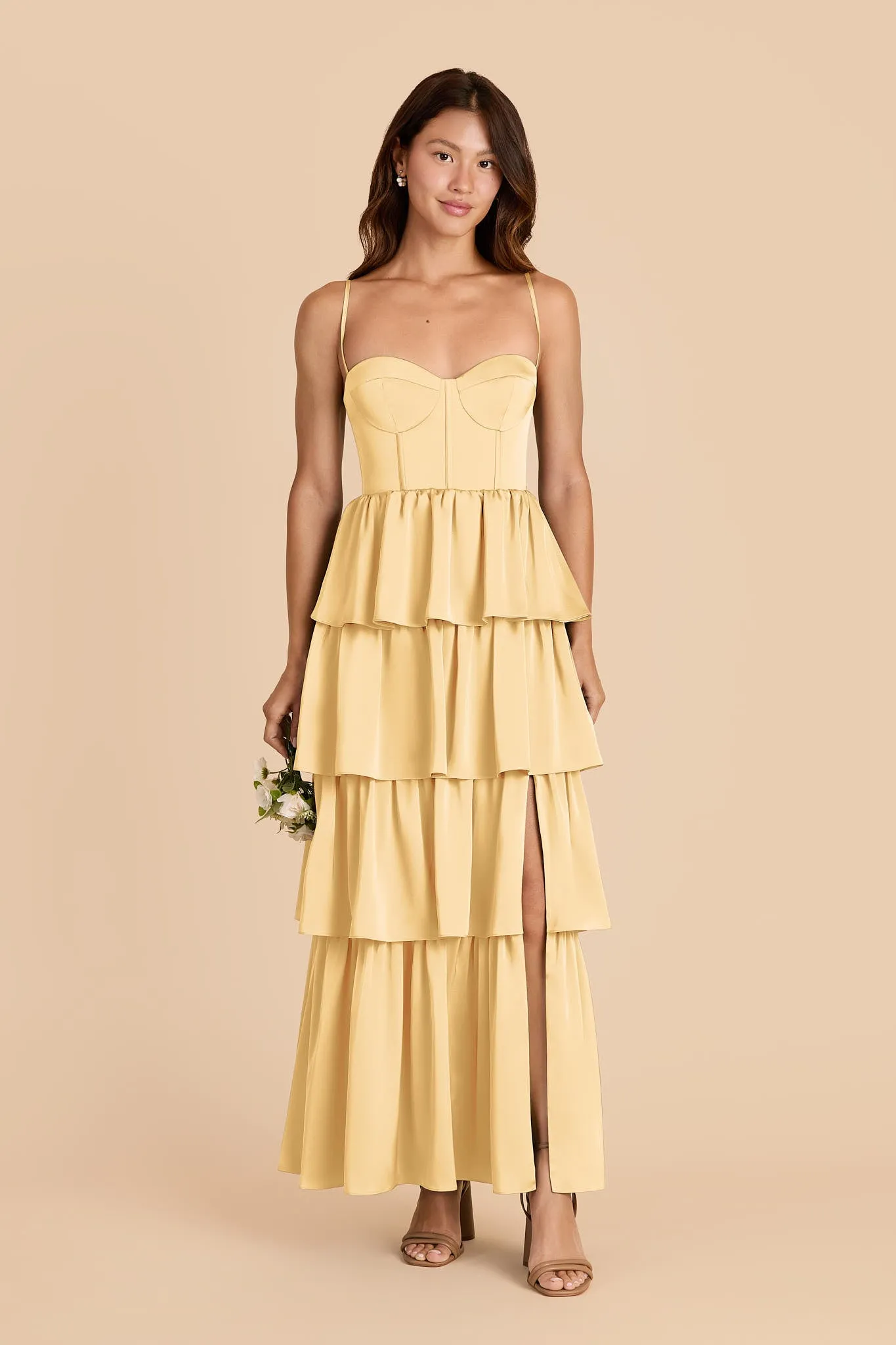 Lola Matte Satin Dress - Butter sold by Birdy Grey