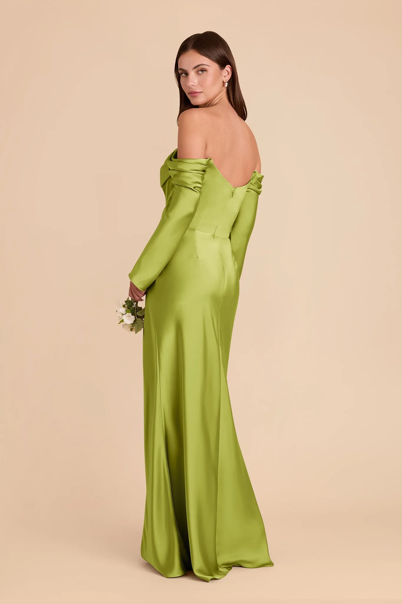 Maya Matte Satin Dress - Matcha sold by Birdy Grey product image thumbnail 3