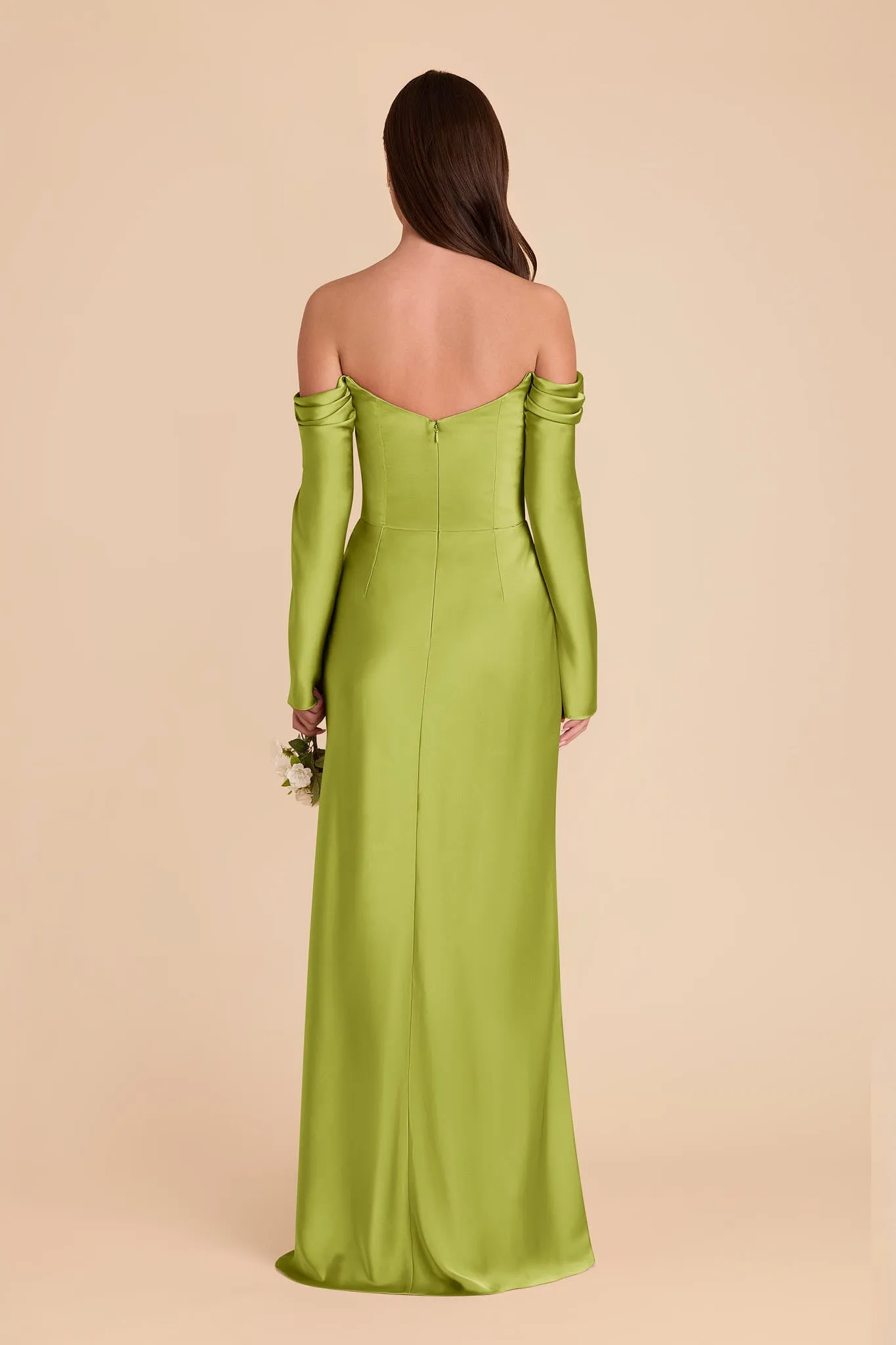 Maya Matte Satin Dress - Matcha sold by Birdy Grey product image thumbnail 4
