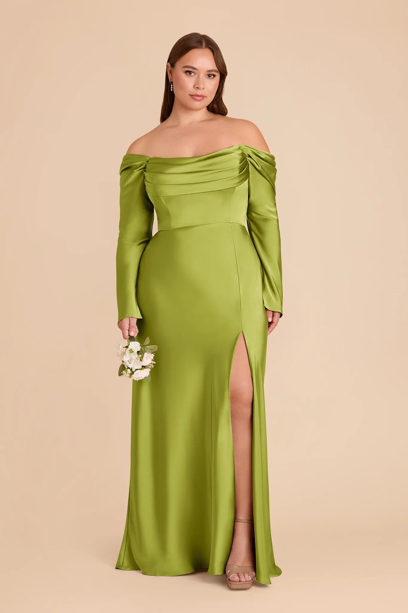 Maya Matte Satin Dress - Matcha sold by Birdy Grey product image thumbnail 2