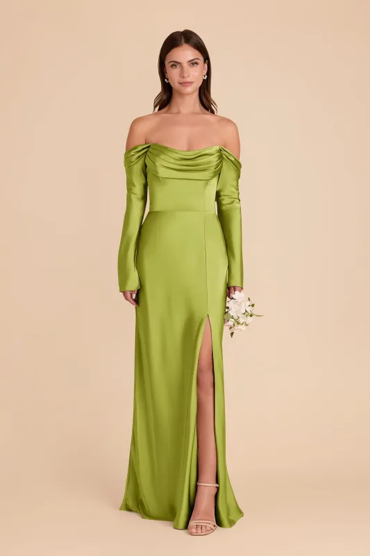 Maya Matte Satin Dress - Matcha made by Birdy Grey