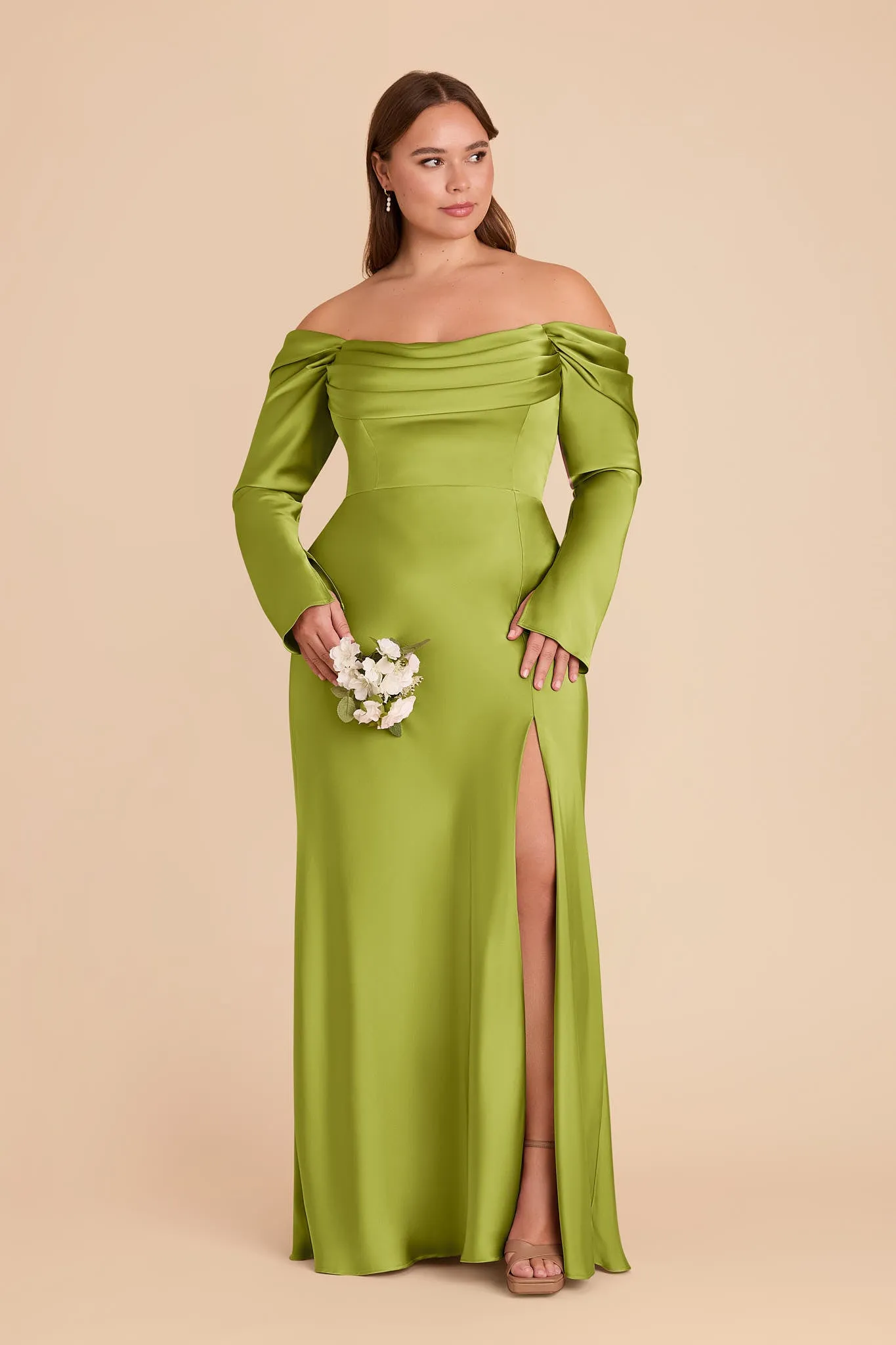 Maya Matte Satin Dress - Matcha sold by Birdy Grey product image thumbnail 5