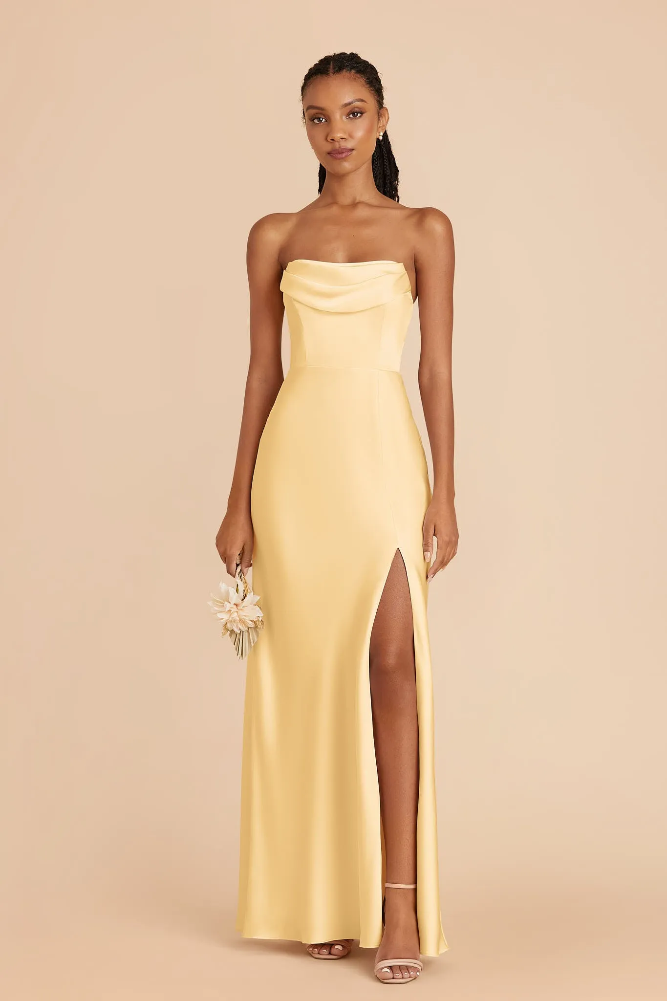 Mia Matte Satin Dress - Butter sold by Birdy Grey