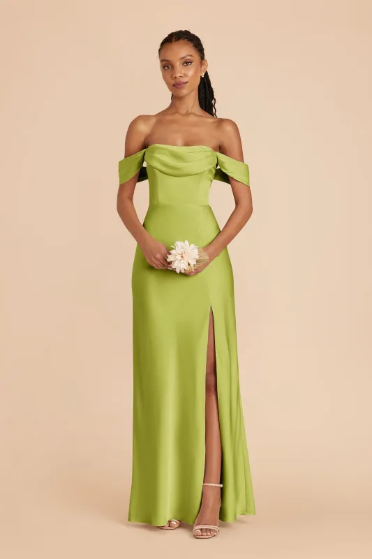 Mia Matte Satin Dress - Matcha sold by Birdy Grey