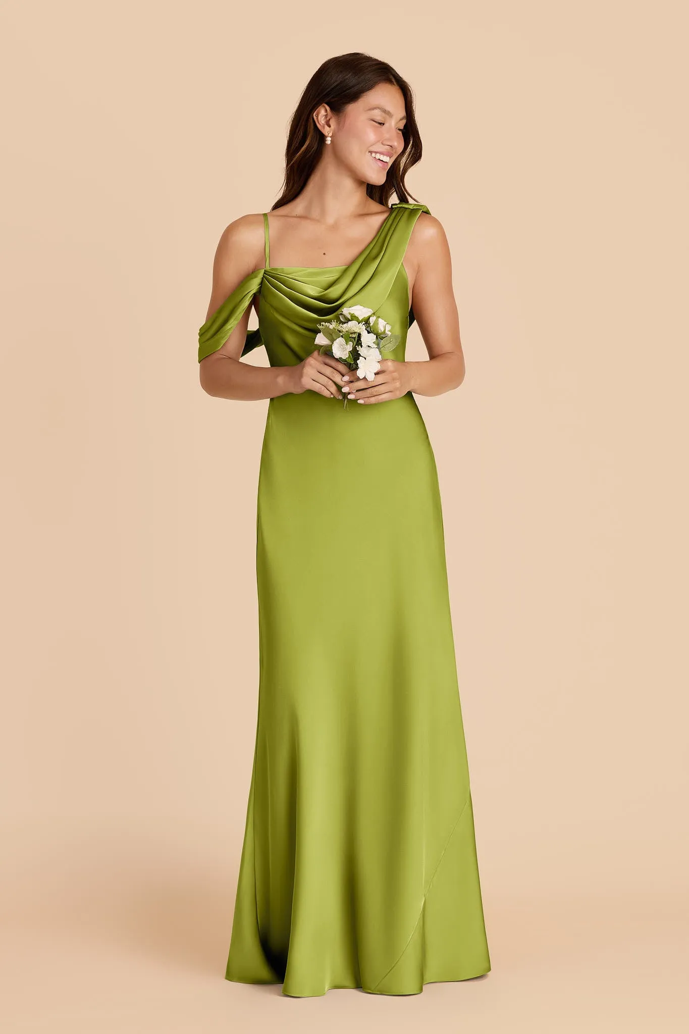 Freya Matte Satin Dress - Matcha sold by Birdy Grey product image thumbnail 3