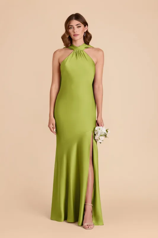 Eileen Matte Satin Dress - Matcha sold by Birdy Grey