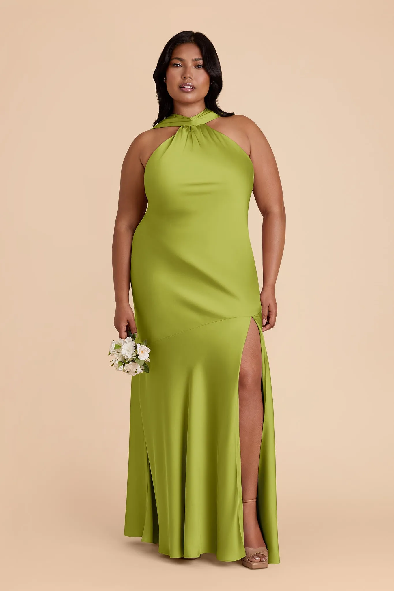 Eileen Matte Satin Dress - Matcha sold by Birdy Grey product image thumbnail 3