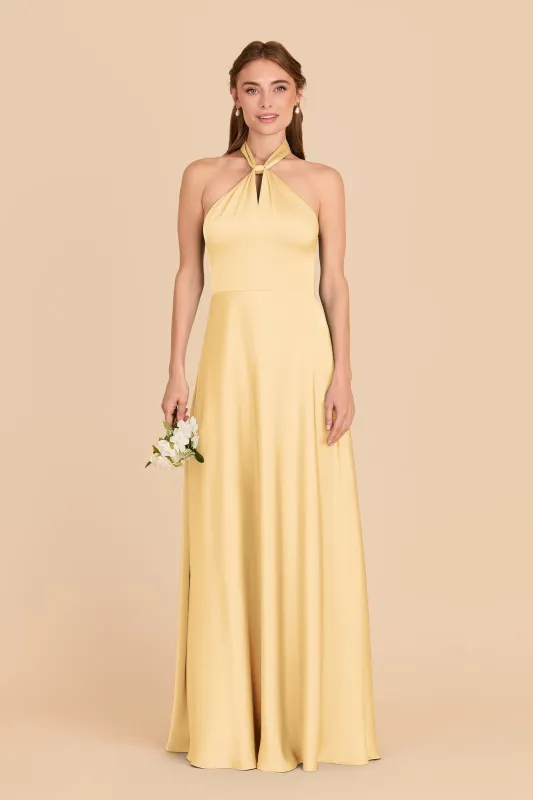 Monica Matte Satin Dress - Butter sold by Birdy Grey