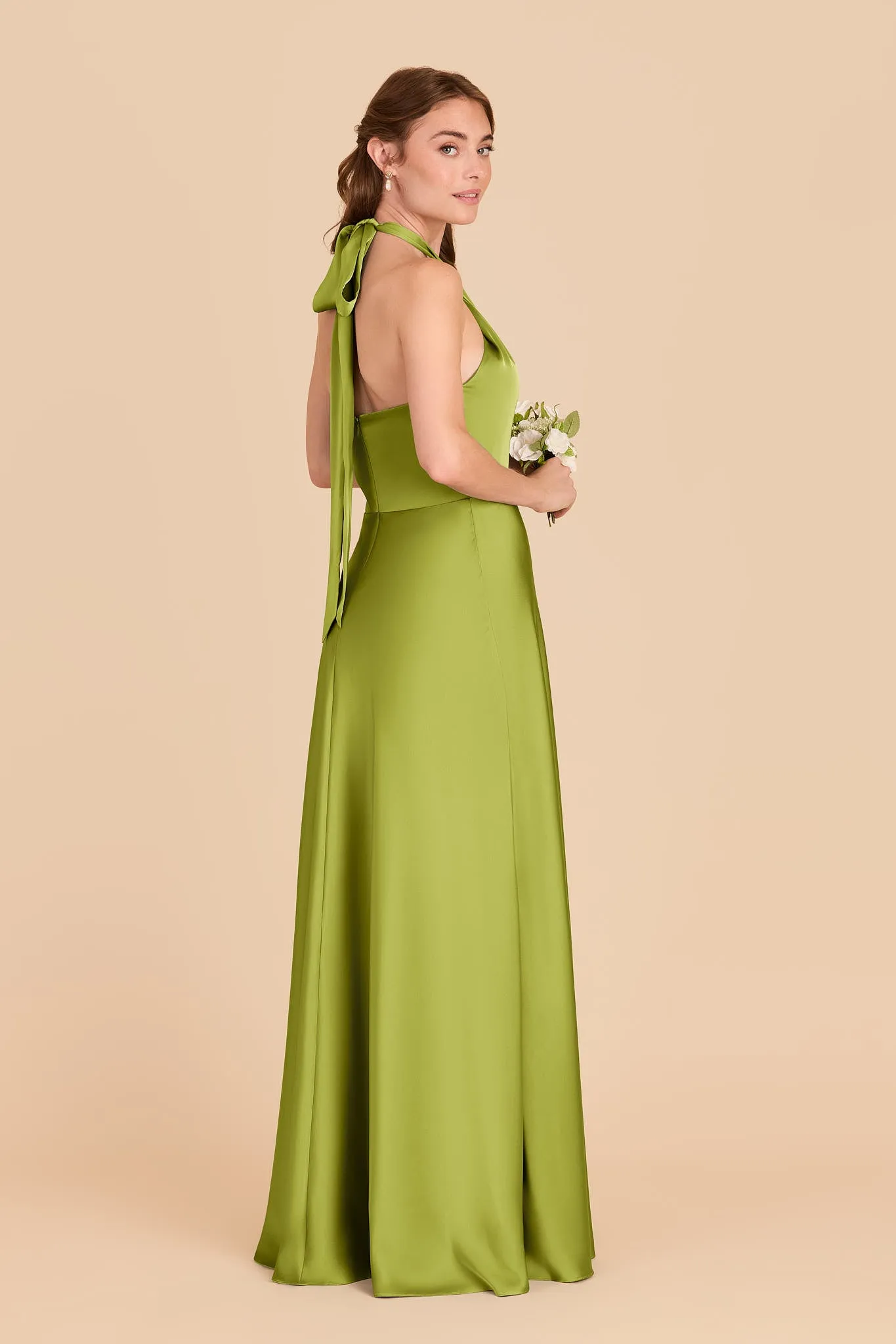 Monica Matte Satin Dress - Matcha sold by Birdy Grey product image thumbnail 4