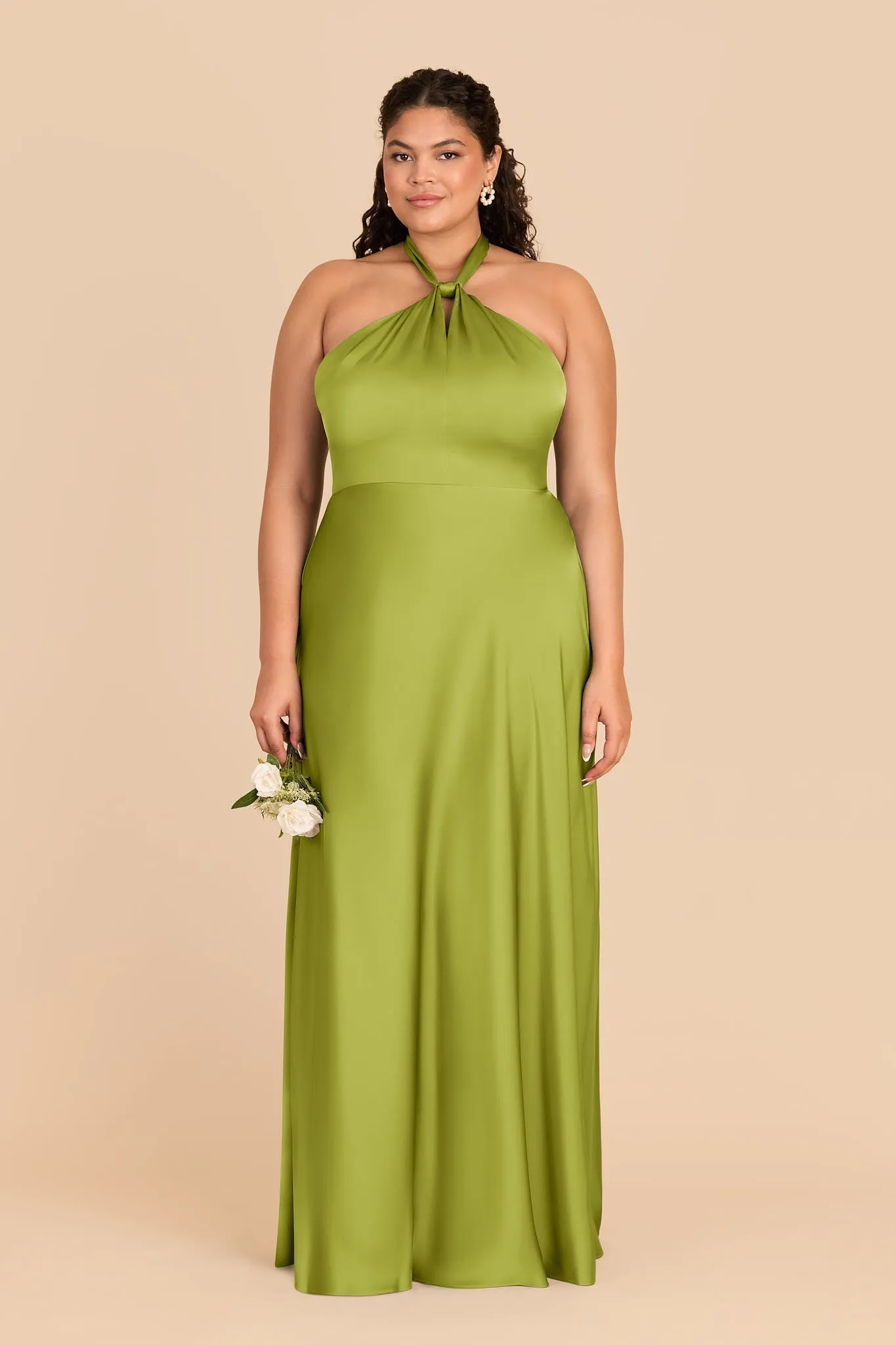 Monica Matte Satin Dress - Matcha sold by Birdy Grey product image thumbnail 2